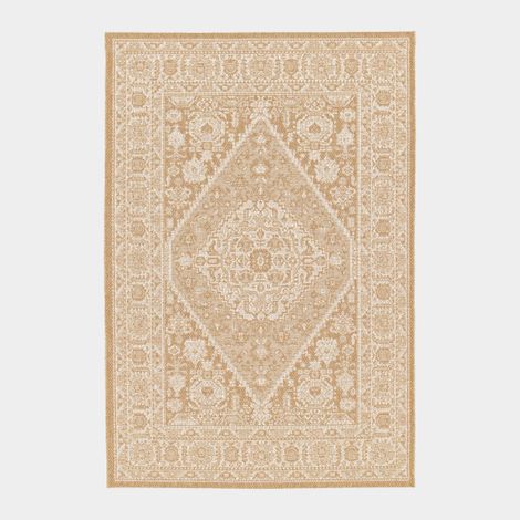 Tapis pour intérieur et extérieur - Naya - Aspect sisal naturel et blanc - 200 x 290 cm