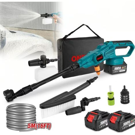 Nettoyeur haute pression électrique, 200Bar,outil de nettoyage sans fil 6 en 1,pistolet à eau pour jardin,compatible avec les batteries Makita,380L/H (1/5)