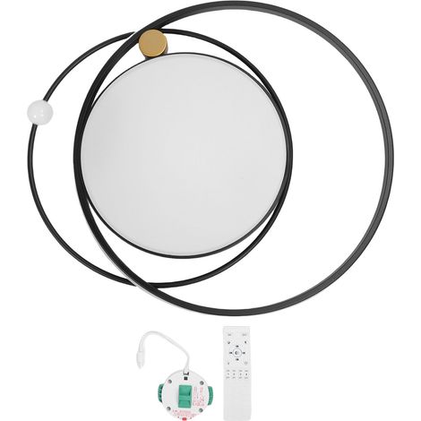 Plafonnier LED moderne à intensité variable avec télécommande pour chambre, salon, salle à manger, cuisine, noir (1/5)
