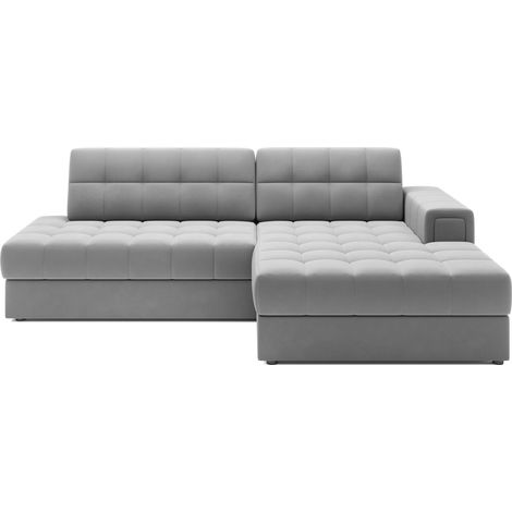 Canapé d'angle convertible CUBITO gris 240 cm avec coffre et couchage (1/5)