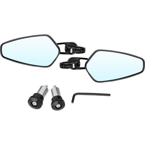 Paire de rétroviseurs universels pour guidon de moto, aluminium, 22 mm (7/8 pouce), montage sur embouts de guidon latéraux arrière (1/5)