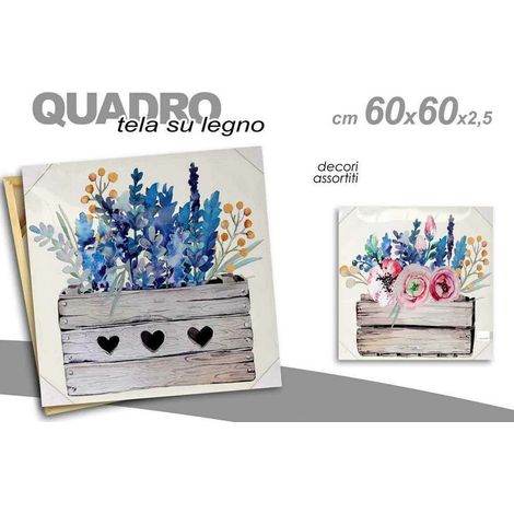 TRADE SHOP - Quadro Quadretto Decorativo 60x60x2,5cm Tela Su Legno Deluxe Decori Ass. 730566 - (1/3)