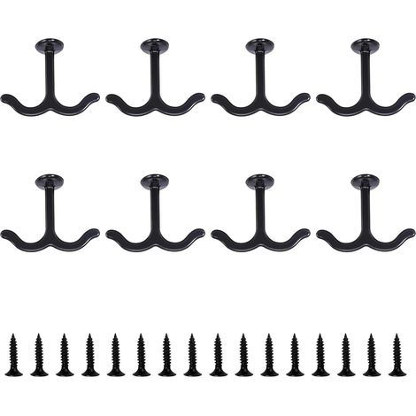 Deckenhaken, 8er-Set, Haken, Decke, Kleiderhaken, schwarz, Garderobenhaken, Kleiderständer für Deckenventilator, Yoga, Pflanzen