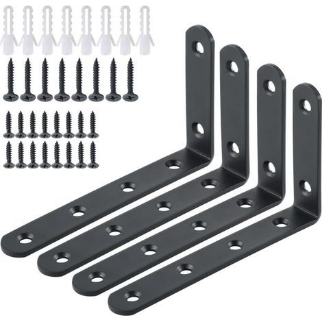 Supports d'étagère muraux en métal, 4 pièces, supports d'angle de Console pour étagères suspendues, 125mm x 75mm-Étagère murale (1/5)