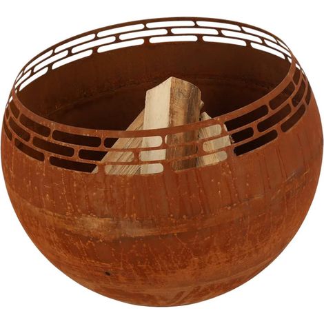 Brasero en Métal Ajouré Rouillé Effet Flammes - Marron - 58,1 x 57,6 x H 47,3 cm - Livraison gratuite