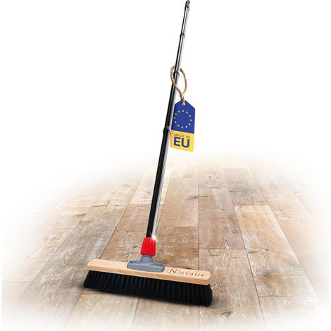 Balai de salle de 40 cm avec manche, poils synthétiques, balai fin avec manche, idéal comme balai d'atelier, balai industriel, balai domestique, balai à cheveux, balai de terrasse, balai doux (1/5)
