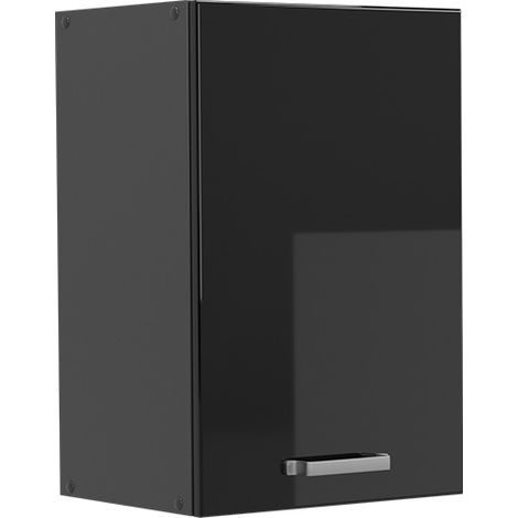 Pensile da cucina R-Line, Nero lucido, 40 cm, Vicco