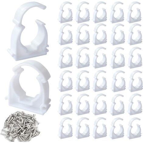 50 Schlauchschelle, 25 mm weißes PVC, Schlauchbefestigung, Brauchwasser, Verkabelung (1/5)