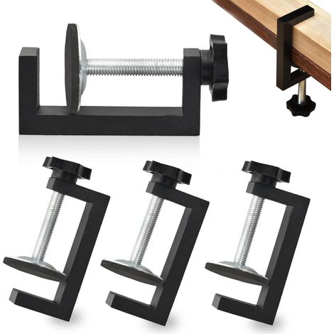 Lot de 4 pinces de table en G - Petit support universel - Pince en C pour chambre à coucher, cuisine, salle de bain (1/5)