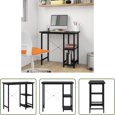 vidaXL Bureau industriel -  Bureau d'ordinateur Noir 80x40x72 cm MDF et métal (1/5)
