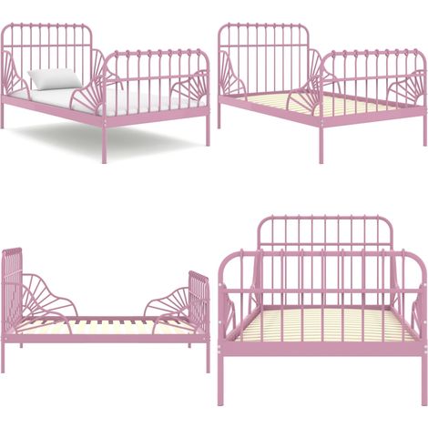 Ausziehbett Rosa Metall 80x130/200 cm - Metallbett - Rosa Bett - Ausziehbett - Doppelbett - Einzelbett - Home & Living (1/5)
