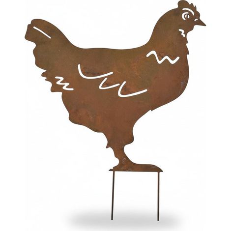 Silhouette jardin poule 36x1x48cm