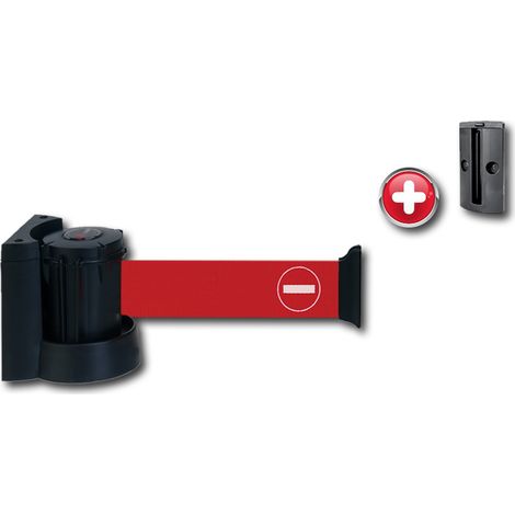 Enrouleur mural avec sangle Rouge avec logo sens interdit 2,30m x 50mm plus Platine murale - 2031615 (1/4)