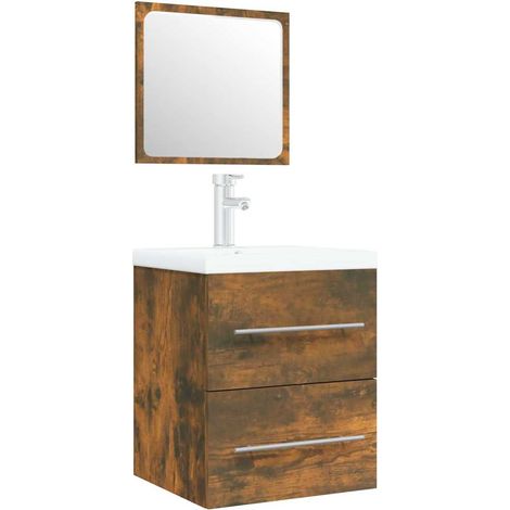 Maison Exclusive - Meuble lavabo avec bassin intégré Chêne fumé Bois d'ingénierie (1/5)