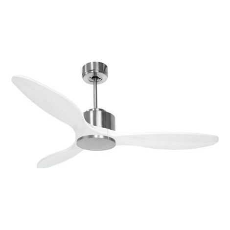 Modulo de KlassFan - Super destratificateur et ventilateur DC 132 cm Chrome pales bois blanc sans Lumière  25 à 40 m²