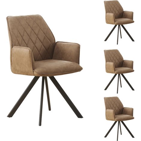 Lot de 4 chaises repas 56x62x87 cm en microfibre camel - VENTER