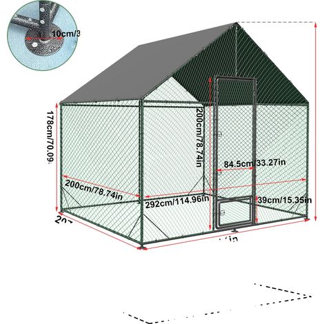 Poulailler en métal, spacieux pour 20 poules, structure en fer durable (1/2)