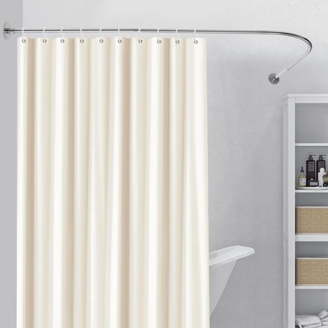 Tringle à rideau de douche noire en forme de L 72-95 x 90-130 cm Tringles à angle réglables pour rideau de douche Perçage ou sans perçage Anneaux pour rideau de douche inclus (1/5)