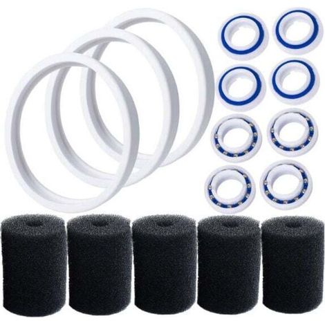 C10 Pneumatiques adaptables de rechange Compatible avec Polaris 180 280 360 380 Robot nettoyeur piscine avec C60 roulements à billes de roue et 9-100-3105 Épurateur de tuyau de balayage (1/3)