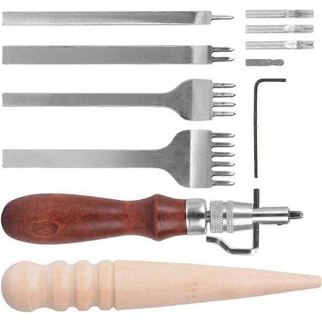 Ensemble d'outils pour le travail du cuir, pour la couture à la main.