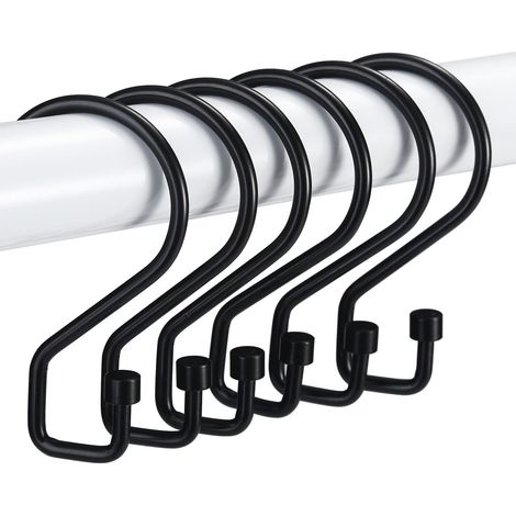 Crochet De Rideau De Douche - Forme S - Métal Noir Anti-Rouille - Diamètre 3,6 Mm - Pour Tige Standard - Lot De 12 (1/5)