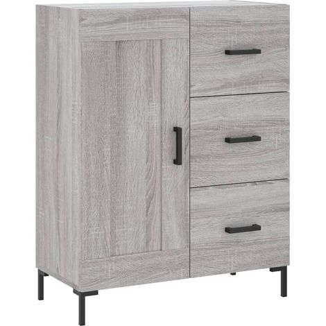 Credenza cassettiera mobile contenitore organizer cucina soggiorno salotto sonoma 695 x 34 x 90 cm legno ingegnerizzato grigio 020036492