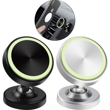 2 pièces support magnétique pour téléphone, rotation 360°, fixation stable sur tableau de bord, accessoire voiture intérieur universel (1/5)