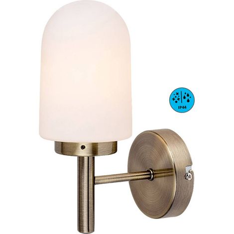Lampada da parete ZENKAI E14 1X max.10W IP44 metallo bronzo, vetro bianco H: 25,5 cm Ø10 cm dimmerabile (1/5)