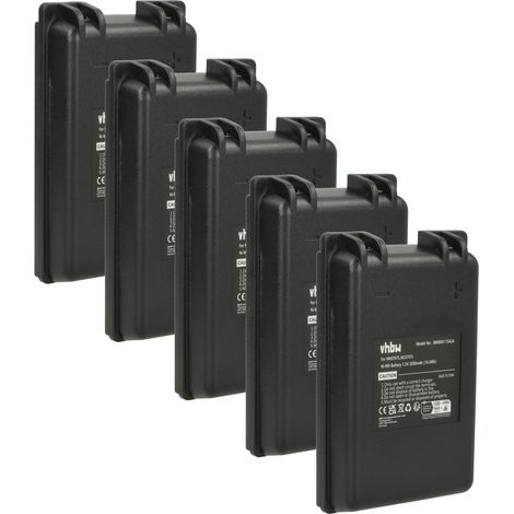 vhbw 5x Batterie remplacement pour Autec MH0707L, NC0707L pour opérateur télécommande industrielle (2000mAh, 7,2V, NiMH)