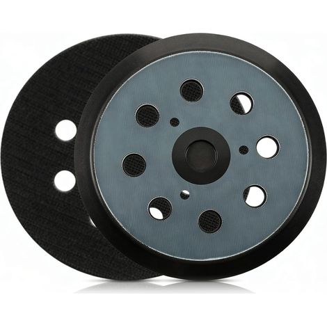 2 Plateaux de Ponçage 125mm - Velcro 8 Trous - Haute Résistance - Pour Ponceuses Excentriques Bois Métal - Noir (1/5)