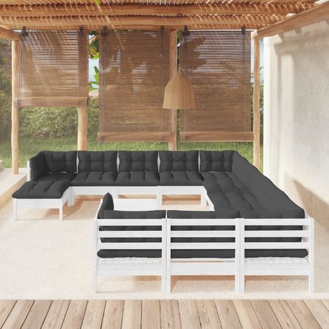 13-tlg. Garten-Lounge-Set mit Kissen Weiß Kiefernholz vidaXL (1/5)