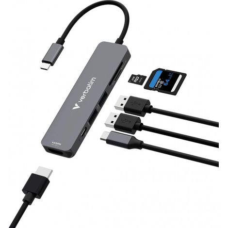 Verbatim 32156 hub & concentrateur USB 3.2 Gen 1 (3.1 Gen 1) Type-C 5000 Mbit/s Gris
