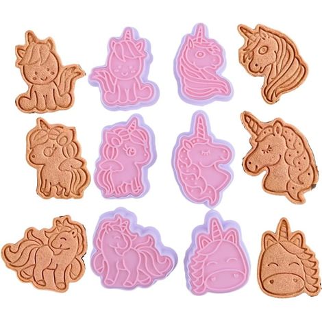 Einhorn-Ausstechformen mit Stempel, 6-teilige Einhorn-Form (1/2)