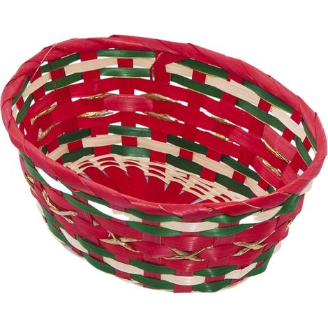 Cesto natalizio rosso in bambù, 24x18H9 cm (kit da 10)