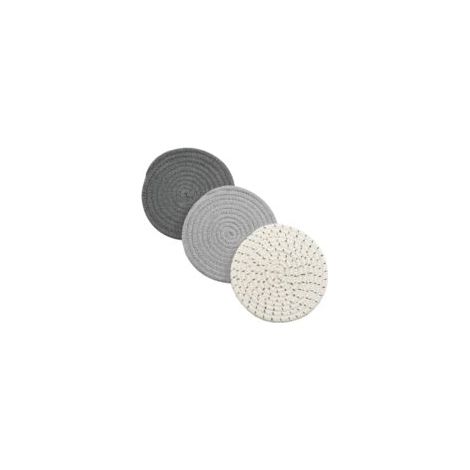 Juego de tres esterillas resistentes al calor, tejidas 100% algodón (3 piezas): una elegante esterilla resistente al calor, un salvamanteles y un soporte para cucharas, ideales para cocinar y hornear,