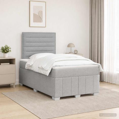 vidaXL Cama box spring con colchón Gris Claro 120 x 190 cm Tela (1/5)