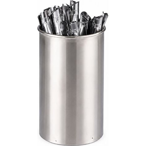 Porte-ustensiles en acier inoxydable, argenté, taille M, élégant organisateur de couverts de cuisine argenté-M (1/4)