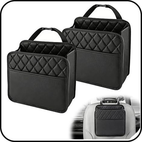 2 Pièce Sac de Rangement Suspendu en Cuir Pour Voiture Organiseur de siège arrière de voiture Organisateur Voiture sac de rangement à suspendre pour siège passager Général organiseur de cabine (1/5)