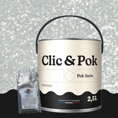Peinture Effet Pailleté pour Murs & Plafonds - POK PAILLETTE - 2,5L - Gris Chic (1/4)