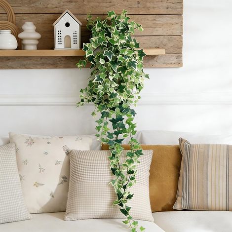Plante Artificielle Tombante, Lierre Artificiel 130CM Faux Lierre Plante Artificielle Fausse Plante Tombante Plantes Artificielles Suspendues Deco pour Bureau Cuisine Jardin (1/5)