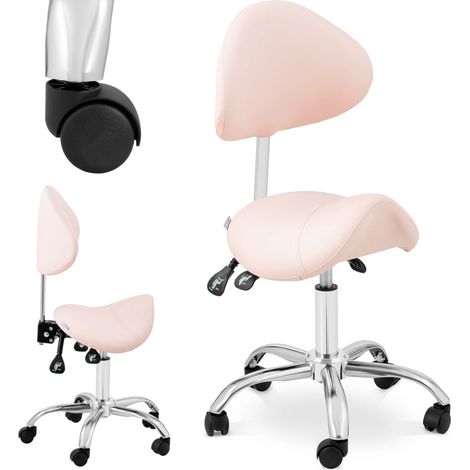 Poltrona da bellezza a sella con schienale girevole e regolabile MANNHEIM POWDER PINK rosa (1/5)