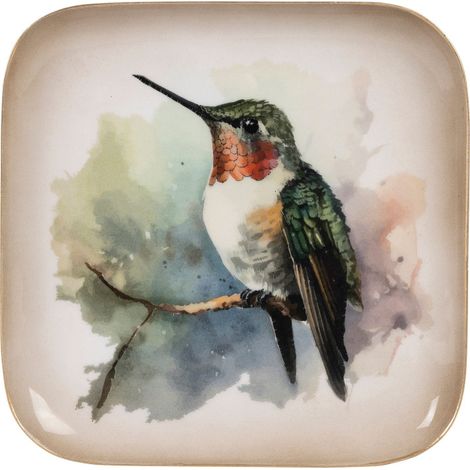Plateau oiseau colibri multicolore 16x16x2cm (1/3)