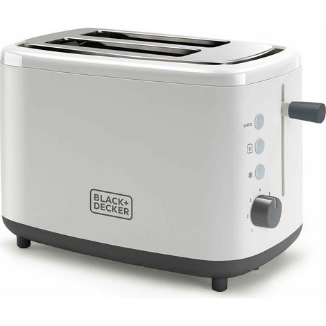 BLACK+DECKER BXTO820E - Tostapane 820W. 2 slot larghi. 7 livelli di tostatura. Sistema di autocentraggio. Funzioni: Annulla, Riscalda e Scongela. Vassoio raccoglibriciole. Piedini antiscivolo. Bianco (1/5)