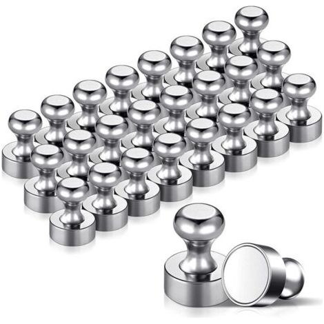 Pair 24 starke Magnete, Metallmagnete, 12 x 16 mm – Edelstahlmagnete, Kühlschrankmagnete für Pinnwände, Kühlschränke usw. – mit Aufbewahrungsbox
