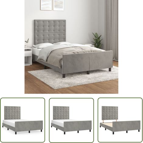 The Living Store Bettgestell ohne Matratze Hellgrau 120x200 cm Samt - Samtsofa - Bettestel - Doppelbett - Boxspringbetten - Hochbett (1/5)