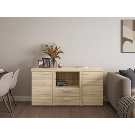 AX LIVING Schubladenschrank Kommode Spacoro 2T2S Modern Eiche Sonoma