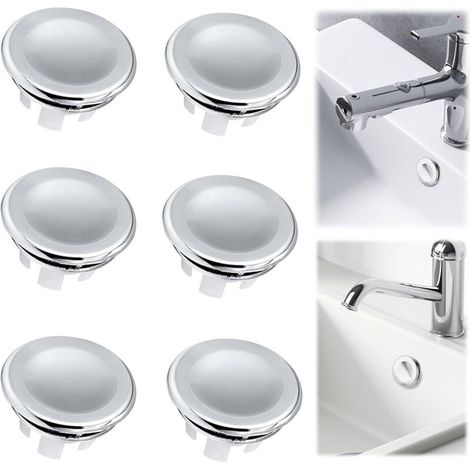 Lot de 6 Bouchons de Trop-Plein placage Débordement d'Évier de Lavage de Salle de Bains de Cuisine Couvercle de Trop-Plein pour Lavabo Bouchon Trop Plein Evier Pour Lavabo,Salle de Bain,Cuisine (1/5)
