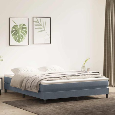 Cadre de lit avec sommier à lattes 180 x 220 cm, velours gris foncé, sans matelas - PANGIVO (1/5)