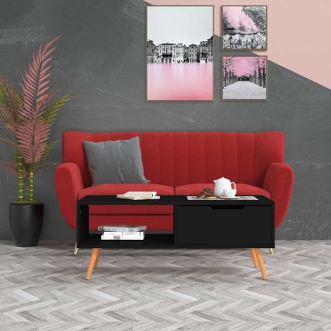 326787 vidaXL Coffee Table Black 100x49,5x43 cm Engineered Wood (1/5)