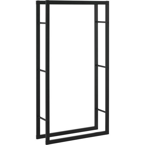 Portalegna per uso interno/esterno portalegna di design supporto per legna da ardere acciaio 80 x 25 x 150 cm nero 030006303